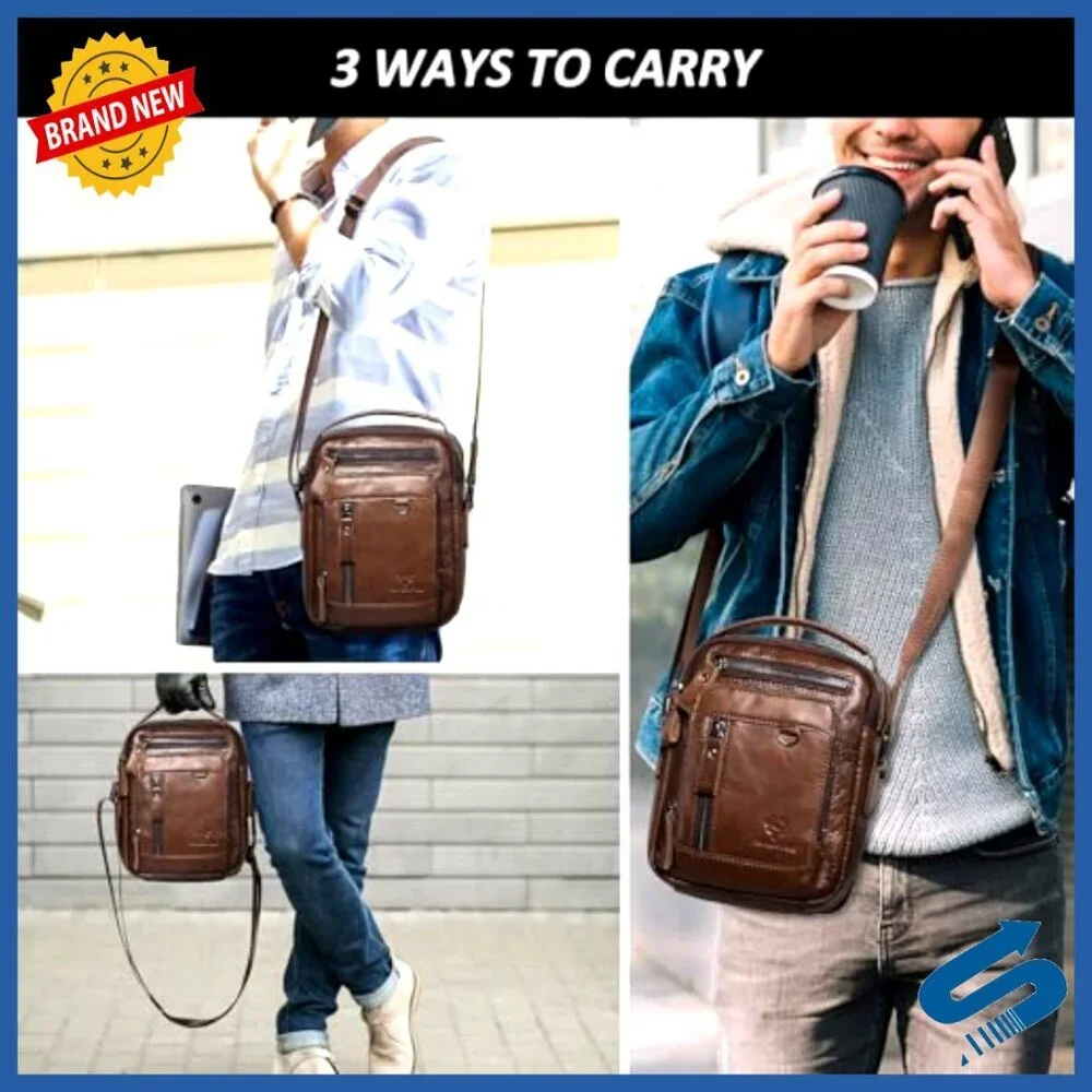 Genuine Leather Messenger Bag Crossbody Shoulder Satchel Work Travel